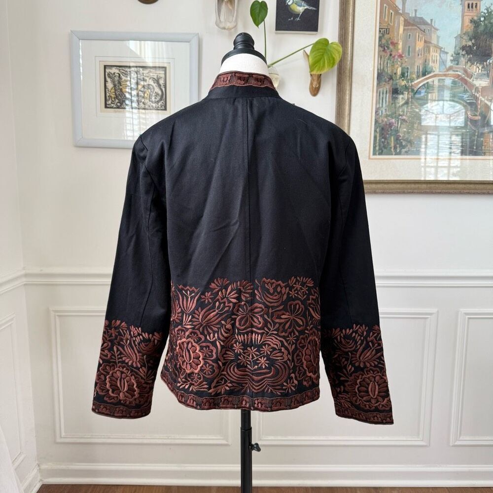 NWT Coldwater Creek Black Brown Embroidered Jacket $100 16 - Picture 5 of 9